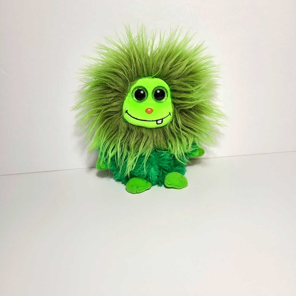 ✨✨TY Frizzys SCOOPS the Green Monster 8" Plush Stuffed Animal 2016 Glitter Eyes